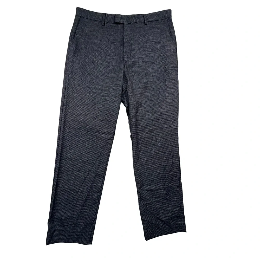 Banana Republic Dress Pants Mens 36x30 Blue Black Slim Fit Micro Check Trousers